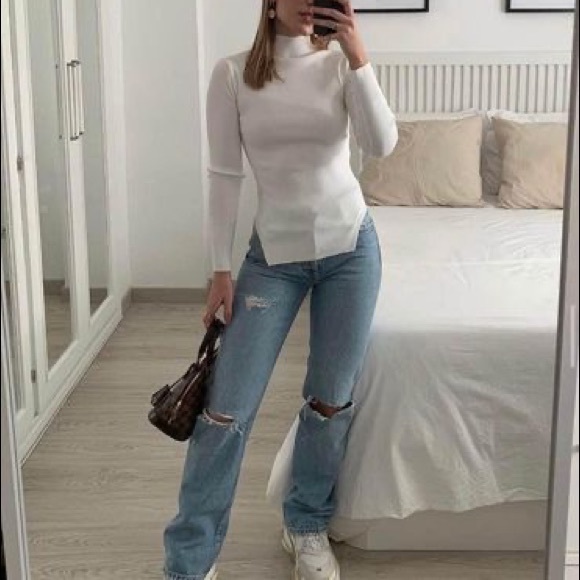 Zara open back knit white long sleeve - Picture 1 of 4